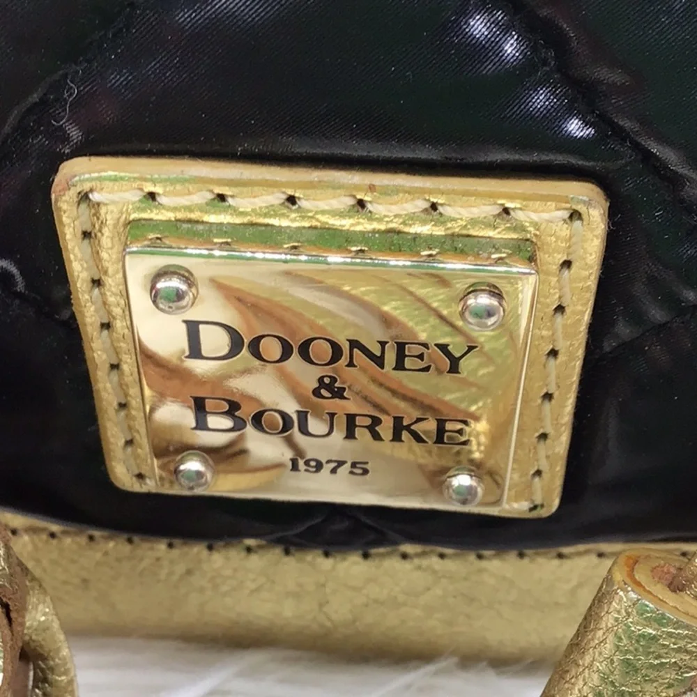 Dooney & Burke Quilted Black Gold Backpack - Picture 2 of 16